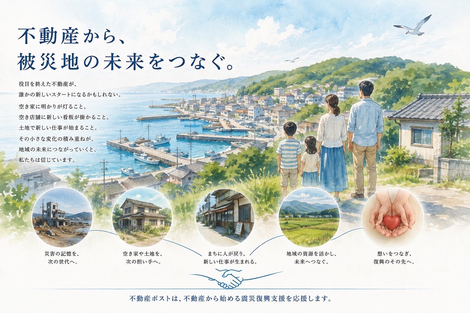 不動産から、被災地の未来をつなぐ。役目を終えた不動産が、誰かの新しいスタートになるかもしれない。